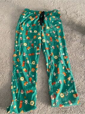 Kids Green Holiday Snack-Print Pajama Pants